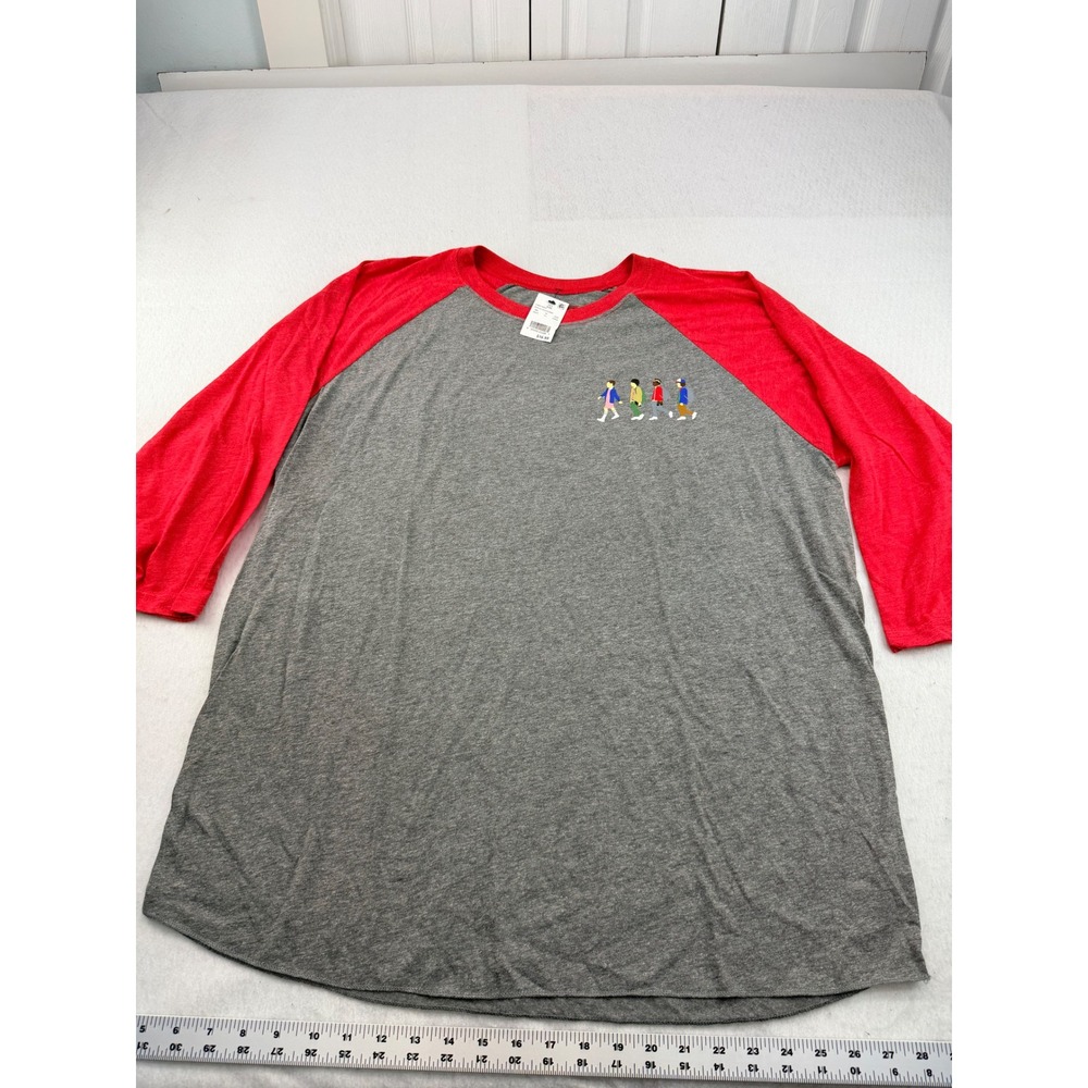 Stranger Things Netflix Mens 2XL Grey Red Raglan Baseball Tee NWT NL6JST0082